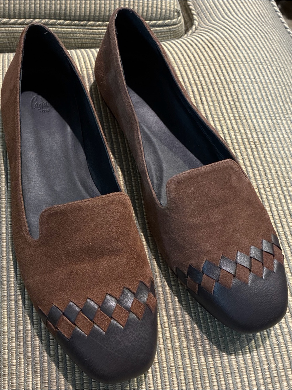 CASTANER Hirian brown suede leather woven moccasin loafer flats sz 40 10 $325